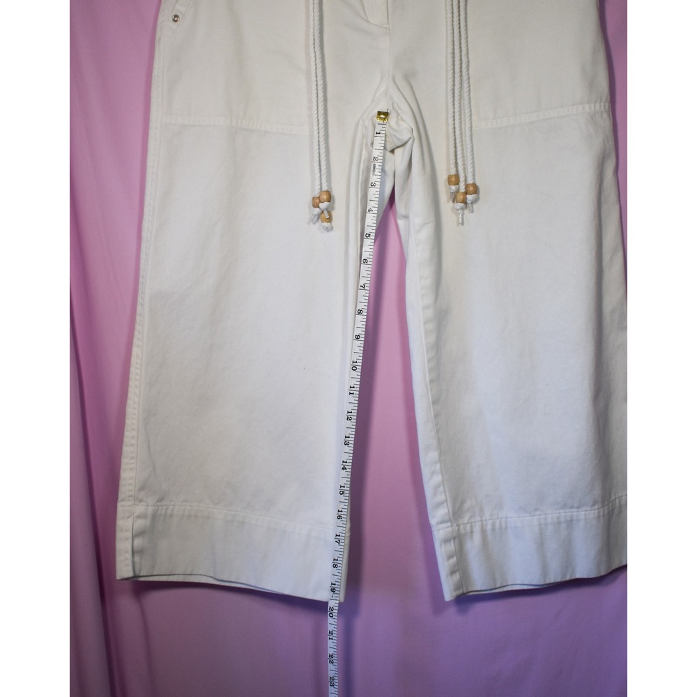 Lauren Ralph Lauren White Sailor Capri Gaucho Pants Cotton Beach 90s Size 6 - Picture 7 of 8